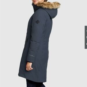 Eddie Bauer Dark Gray Ski Jacket with Faux Fur Hood